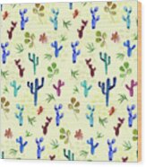 Watercolour Cactus Repeat Pattern Wood Print