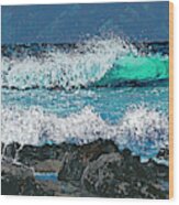 Waves On Napili Bay Wood Print