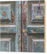 Weathered Rustic Green Door Of Cortona Wood Print