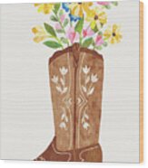 Western Cowgirl Boot Vi Wood Print