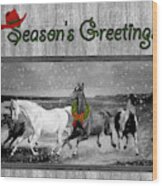 Western Themed Christmas Wild Horses Wood Print