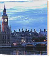 Westminster Bridge And Big Ben In Wood Print