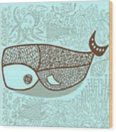 Whale Surrounded Wood Print
