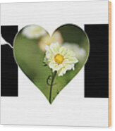 White Cosmos In Heart With Little Boy Mom Big Letter Wood Print