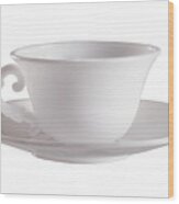 White Cup And Saucer Wood Print