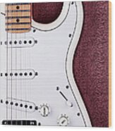 White Electric Guitar Wood Print