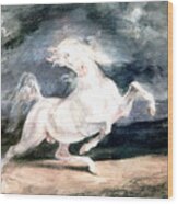White Horse, 19th Century. Artist Wood Print