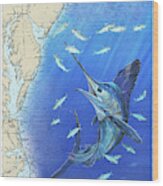 White Marlin Chart Wood Print