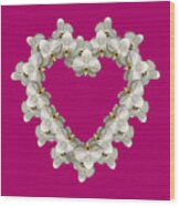 White Orchid Floral Heart Love And Romance Wood Print