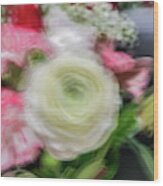 White Rose Blur Abstract Wood Print