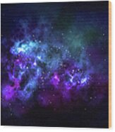 Wide Shot Of A Nebula In Outer Space Wood Print