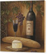 Wine And Cheese B Wood Print