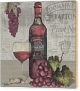 Wine And Grapes I Wood Print