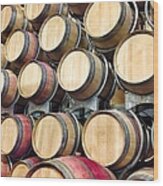 Wine Barrels In Cellar Wood Print