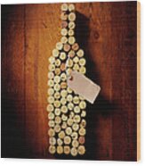 Wine Bottle In Corks Wood Print