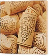 Wine Corks, Close-up, Full Frame Wood Print