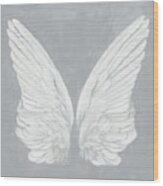 Wings I On Gray Wood Print