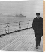 Winston Churchill At Sea Wood Print