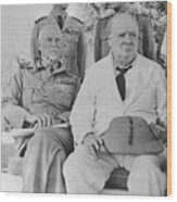 Winston Churchill Posing With Colleagues Wood Print