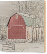 Winter Barn Wood Print