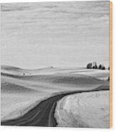 Winter Country Road 2 Bw Wood Print