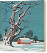 Winter Country Scene Wood Print