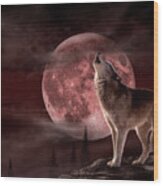 Wolf Moon Wood Print