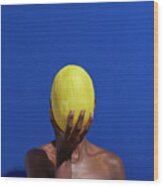 Woman Holding Melon In Front Of Face Wood Print