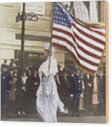 Woman Marching In Suffrage Parade Wood Print