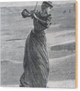 Woman On Golf Course, Taking Swing Wood Print