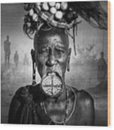Women From The African Tribe Mursi, Ethiopia Wood Print