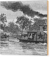 Wool Barge On The River Darling Wood Print