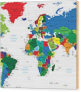 World Map-countries Wood Print