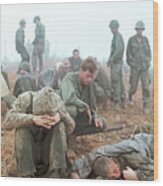 Wounded American Soldiers Await Wood Print