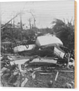 Wrecked Ships After Miami Hurricane Wood Print