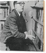 Writer Isaac Asimov Squatting Wood Print