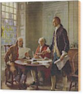 Writing The Declaration Of Independence Wood Print