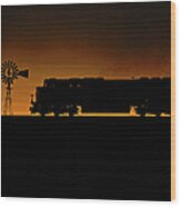 Wyoming Sunset With A Train Wood Print