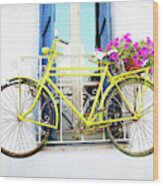 Yellow Bike Wood Print