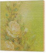 Yellow Roses Vignette Wood Print