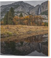 Yosemite Autumn Reflection Wood Print