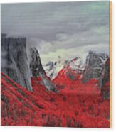 Yosemite Valley In Red Wood Print