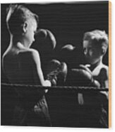 Young Brothers Boxing Wood Print