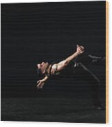 Young Man Breakdancing, Side View Wood Print