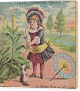 Young Woman Capturing Corn Oil In Field Wood Print
