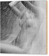 Young Woman In The Shower Wood Print