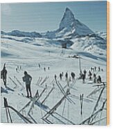 Zermatt Skiing Wood Print