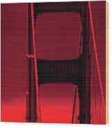 0695 Red San Francisco Bridge California Wood Print