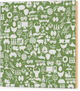 Agriculture And Farming Seamless Repeating Pattern #1 Wood Print