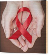 Aids Awareness Ribbon #1 Wood Print